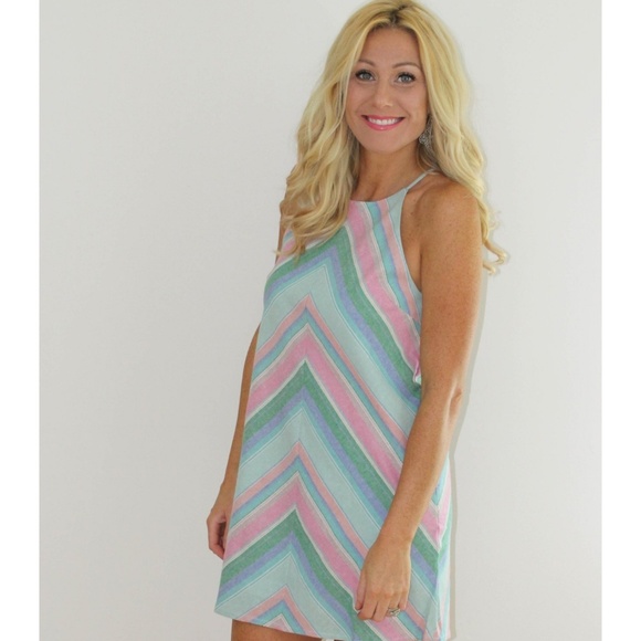 ❤Pastel chevron stripes shift summer dress - Picture 4 of 6